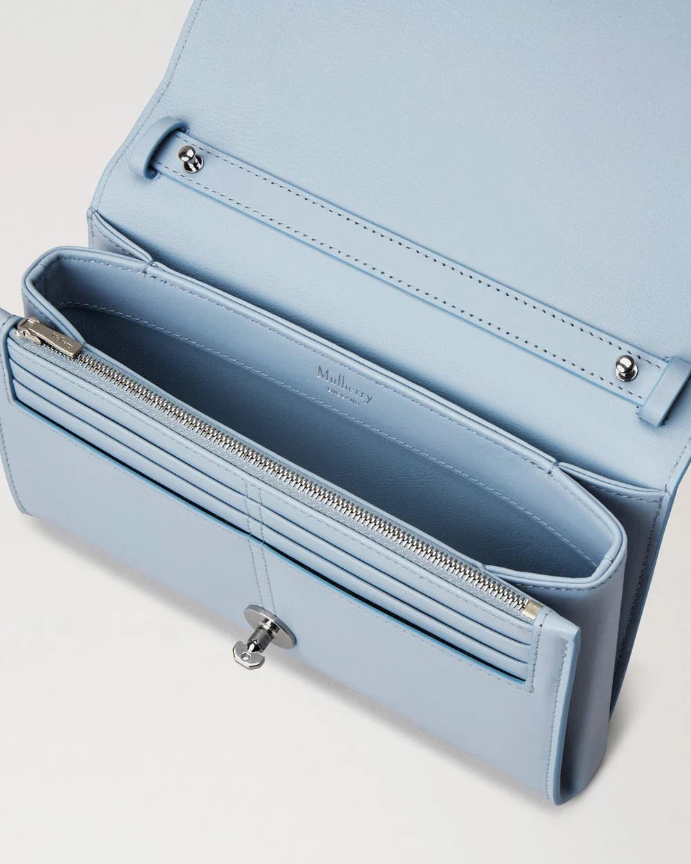 Lana Wallet On Strap Poplin Blue High Gloss Leather