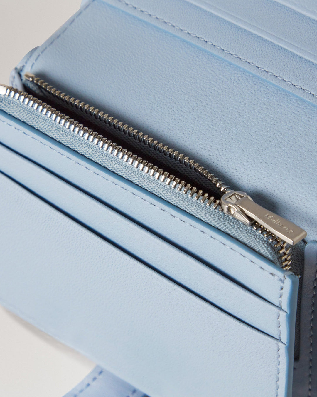 Lana Compact Wallet Poplin Blue High Gloss Leather