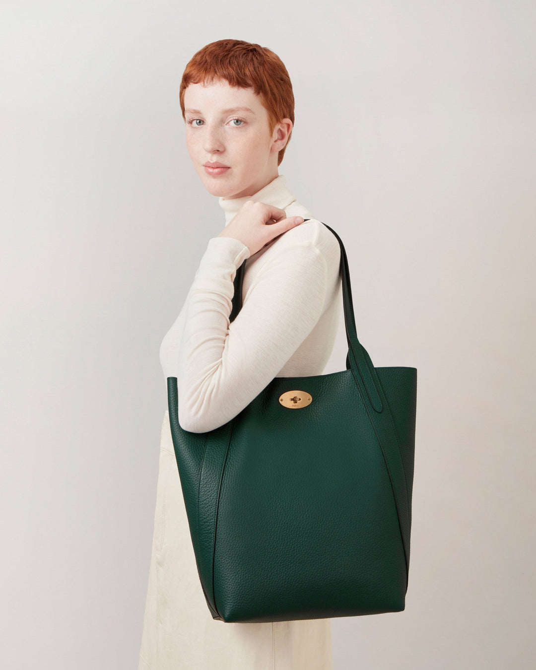 North South Bayswater Tote Mulberry Green Heavy Grain