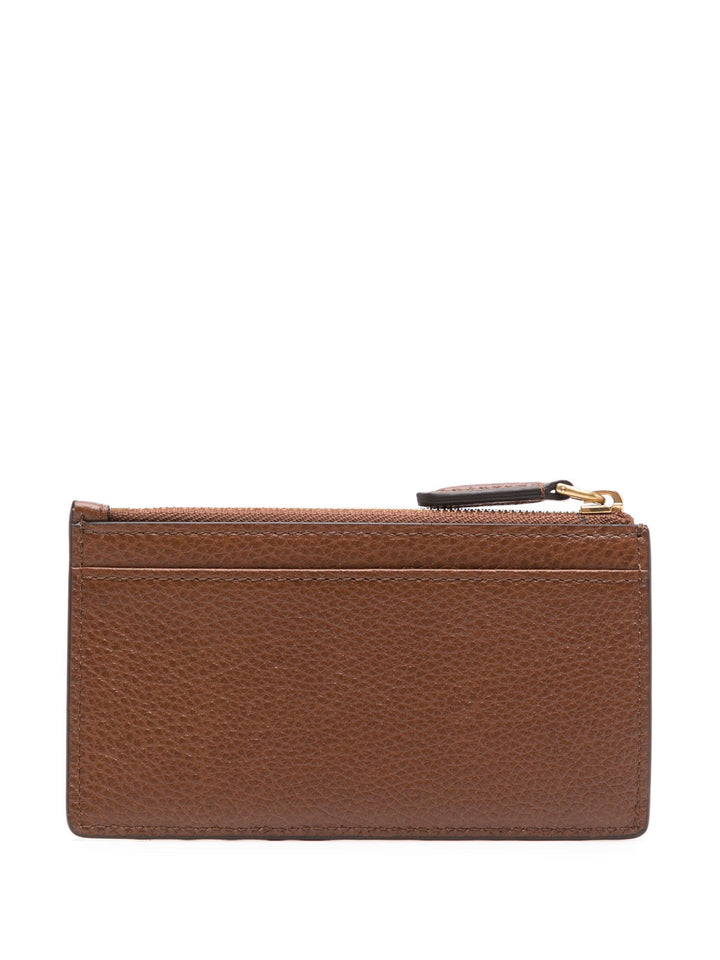 Continental Zipped Long Card Holder Oak Two-Tone Small Classic Grain