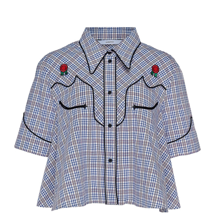 Check Western Pocket Crop Shirt