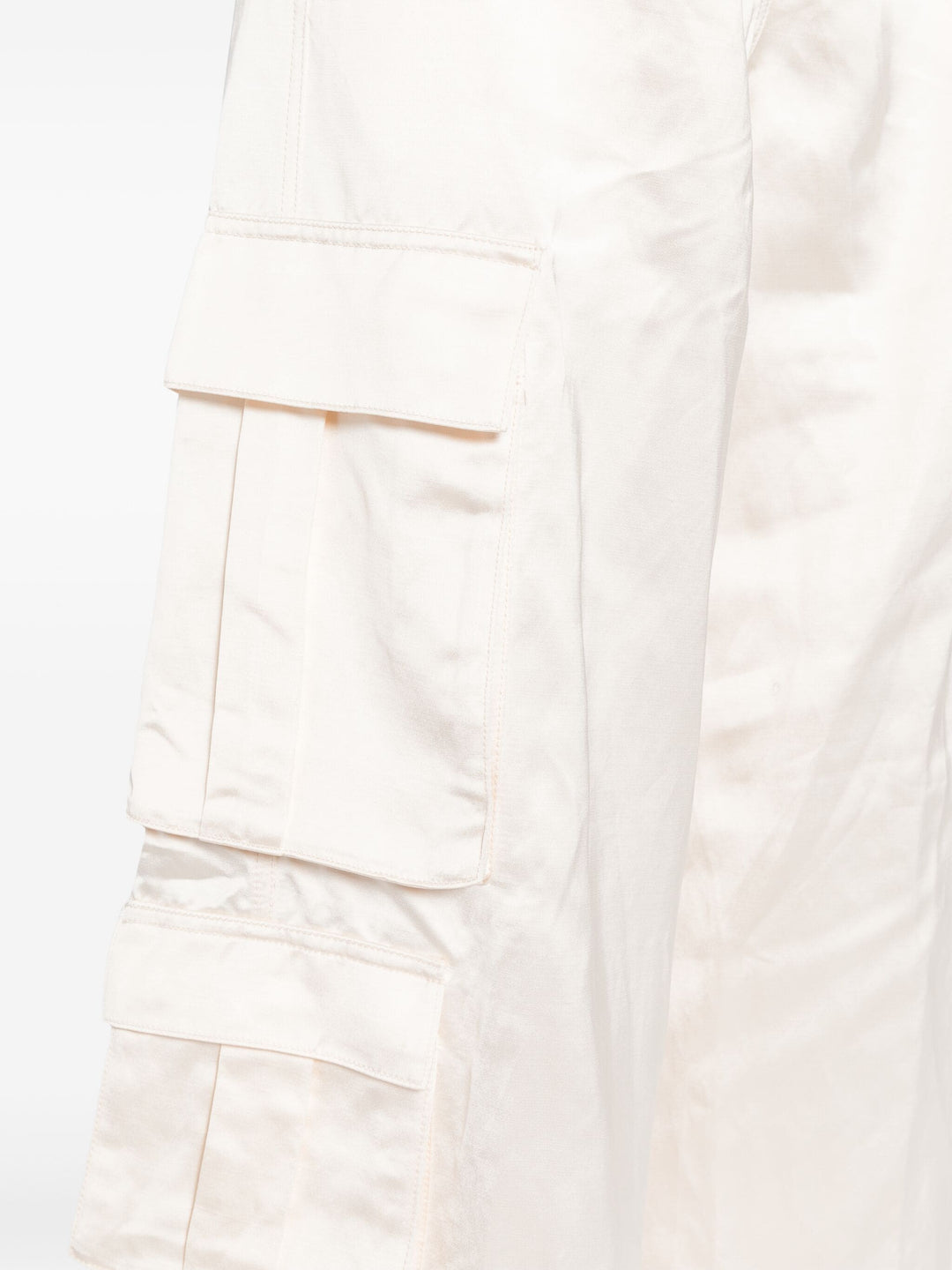 Cream Satin Cargo Trousers