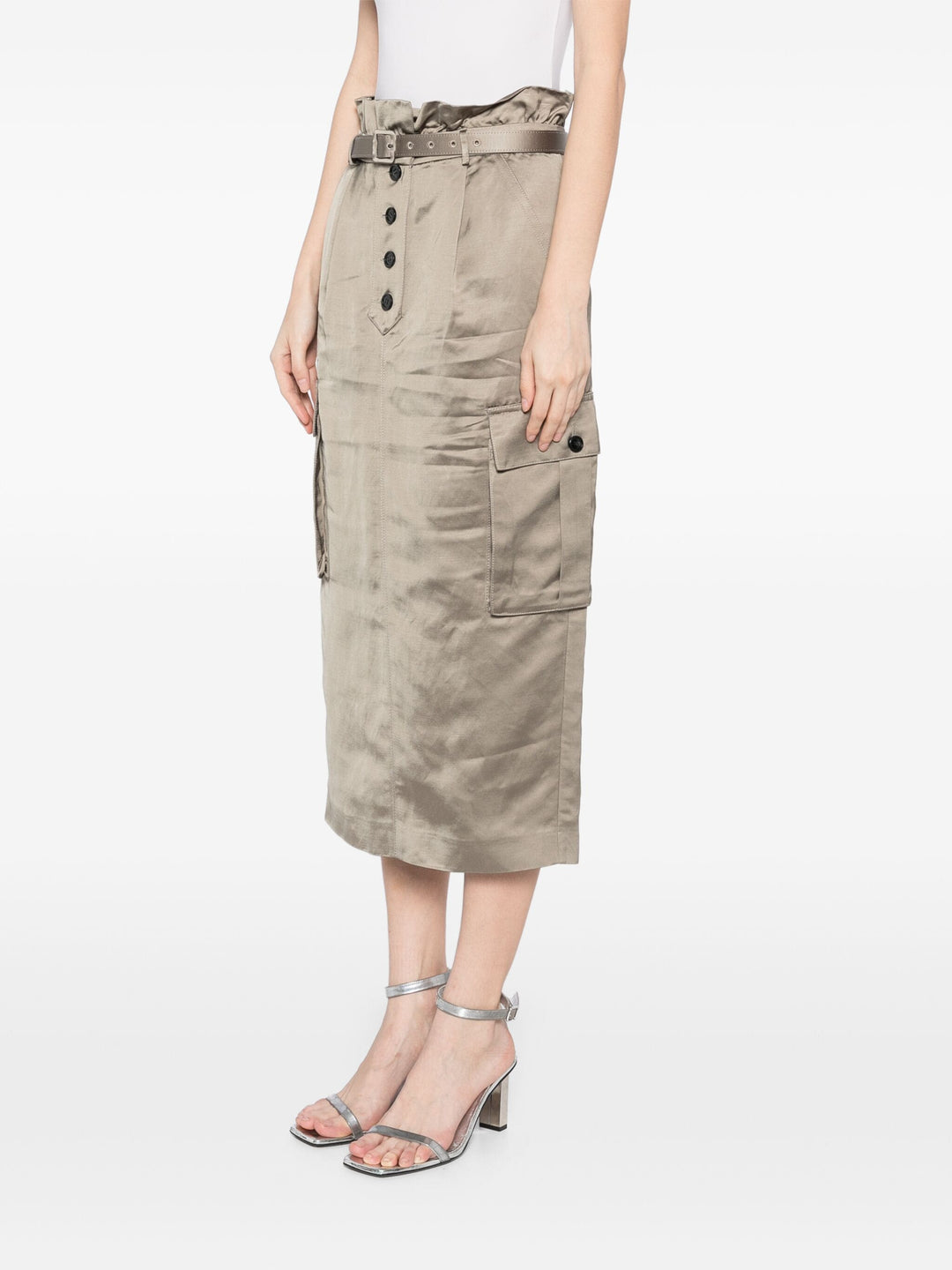 Satin Cargo Midi Skirt