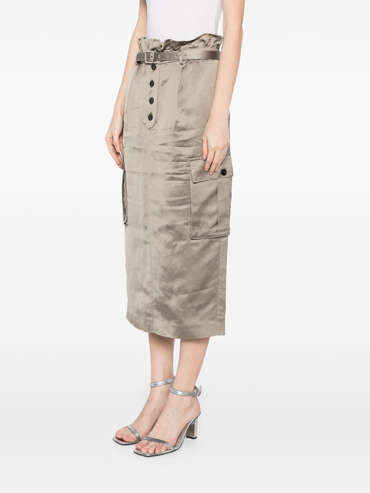 Satin Cargo Midi Skirt