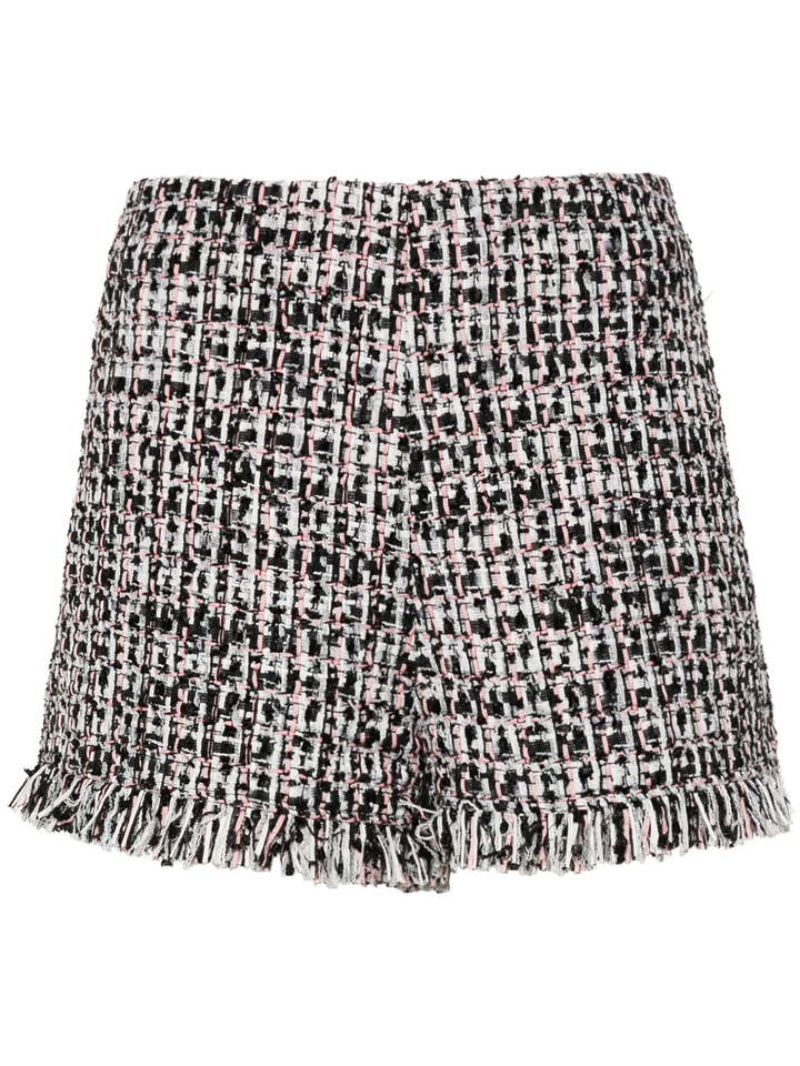 Black Fringed Boucle Shorts