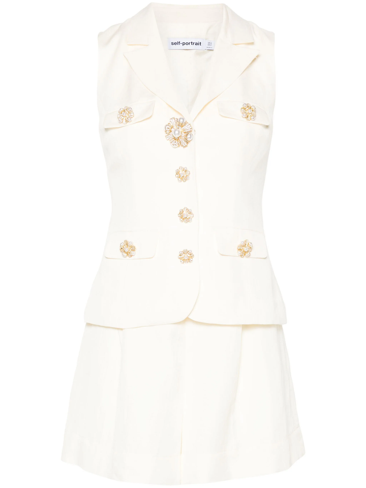 Cream Linen Tailored Playsuit