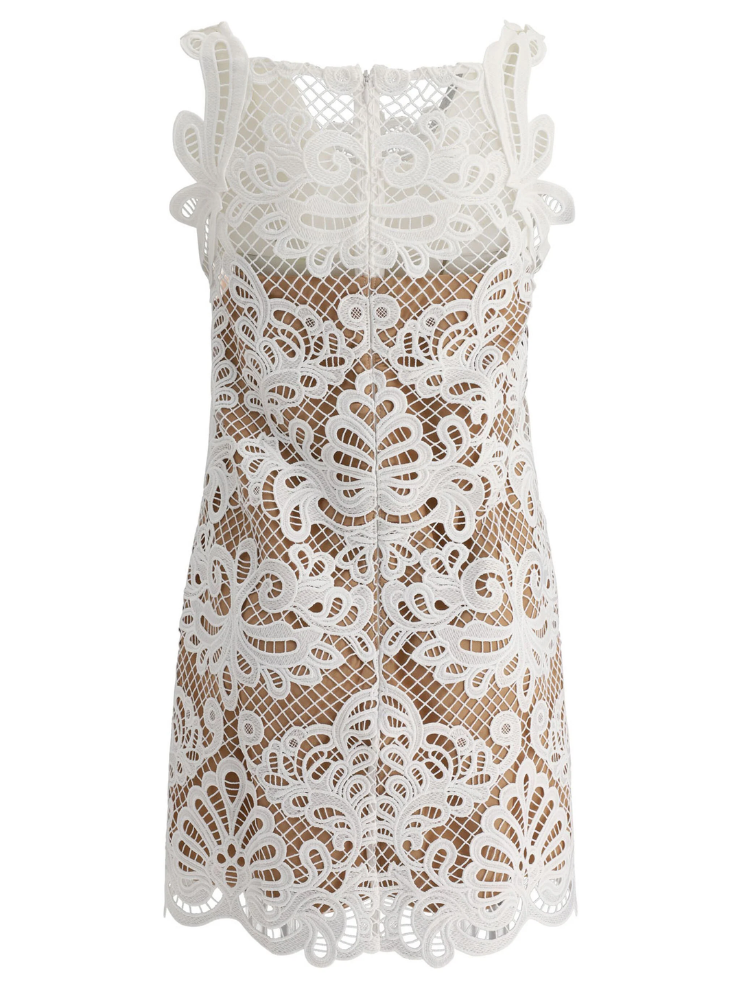 White Guipure Lace Mini Dress