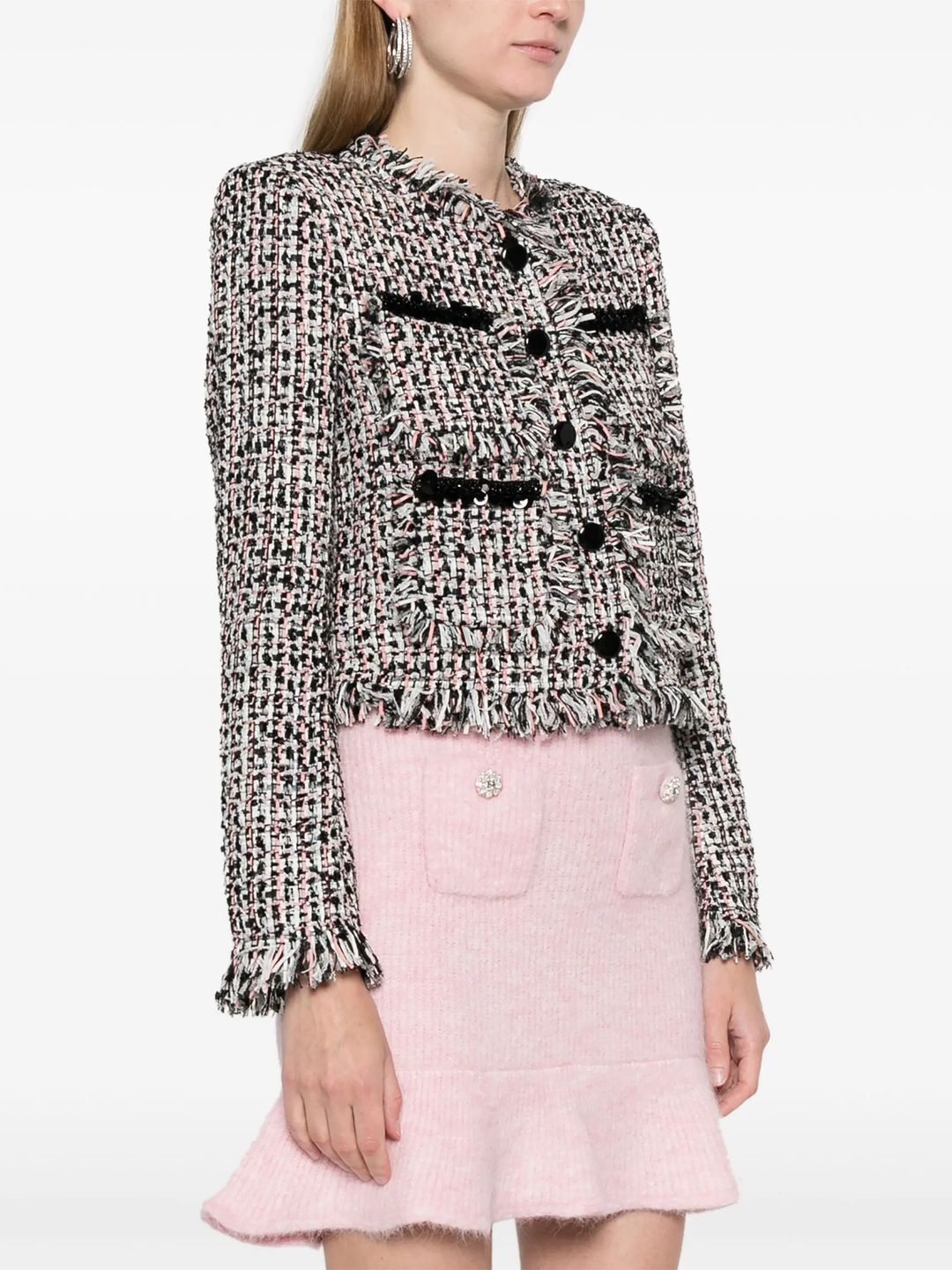 Black Fringed Boucle Jacket