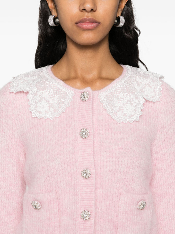 Pink Fluffy Rib Knit Cardigan