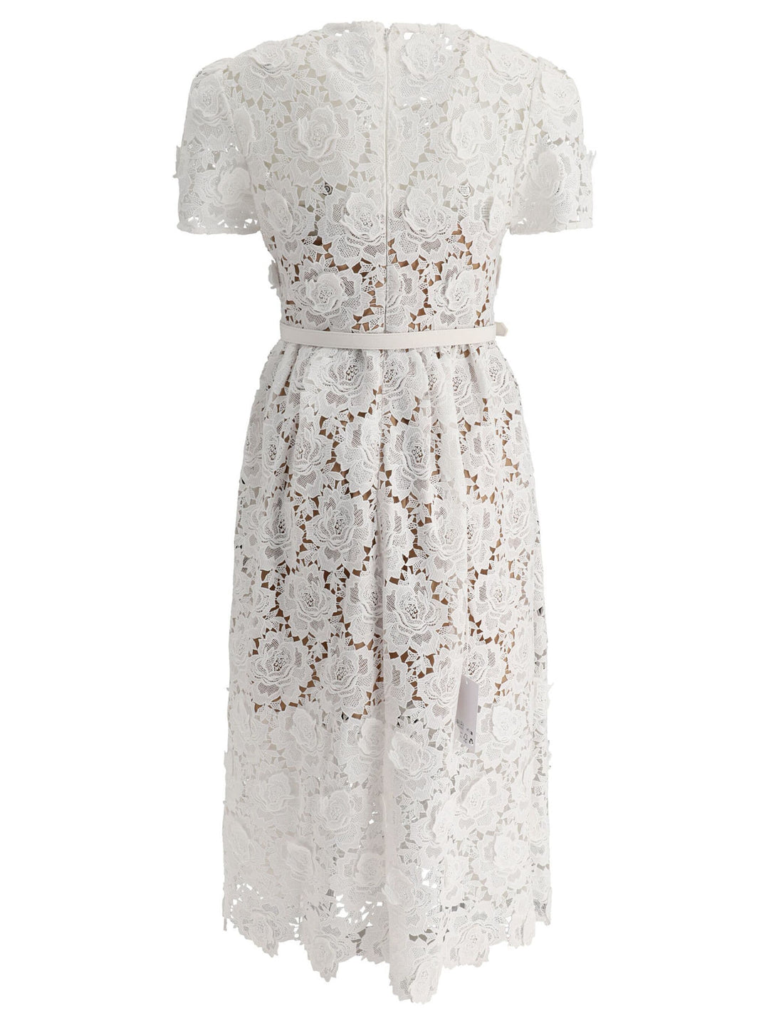 Cream Floral Lace Midi Dress