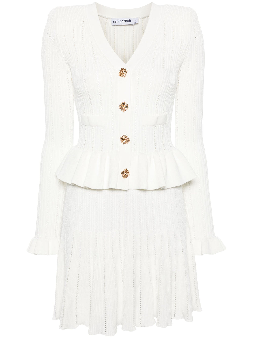 White Knit Peplum Mini Dress