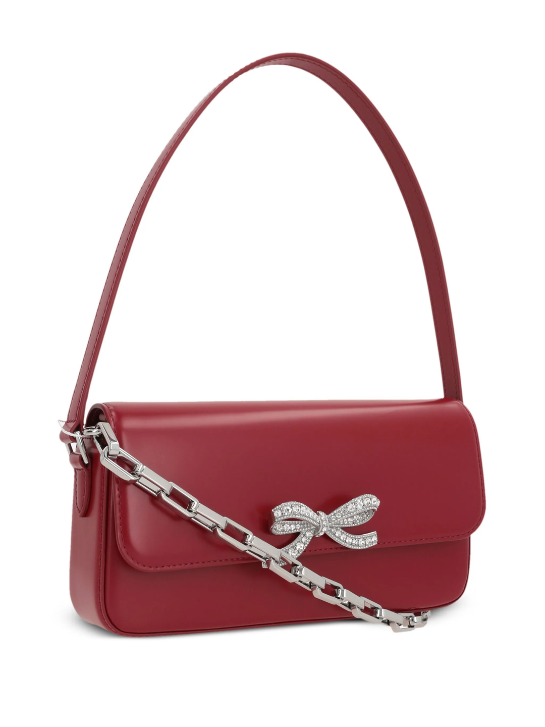 Burgundy Leather Baguette Bag