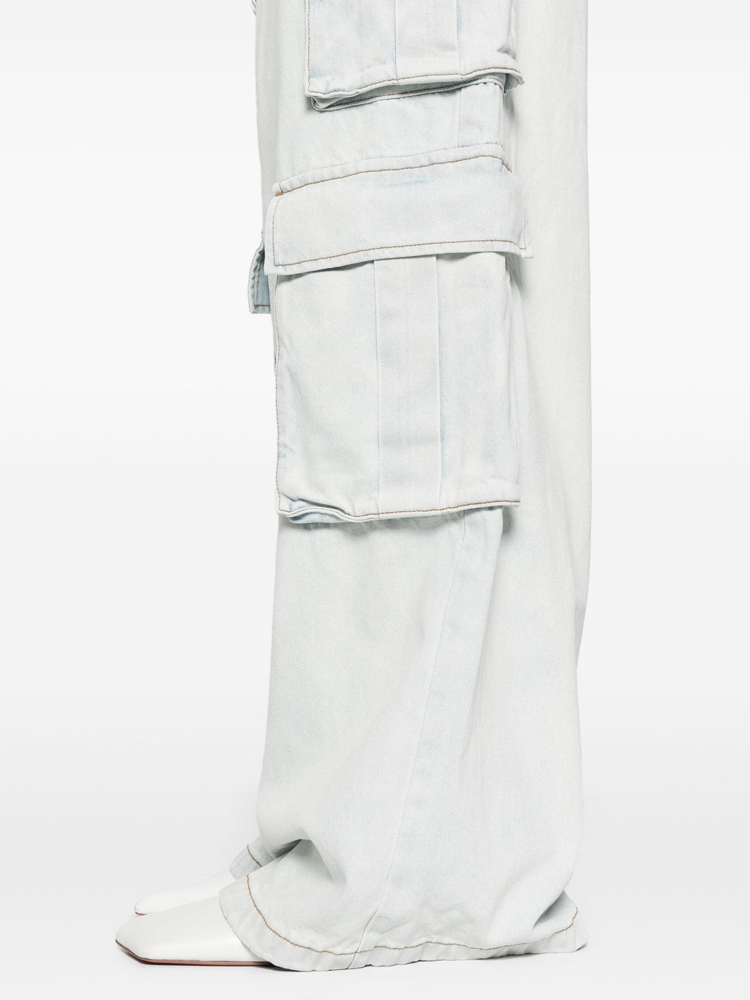 Bleach Wash Denim Cargo Jeans