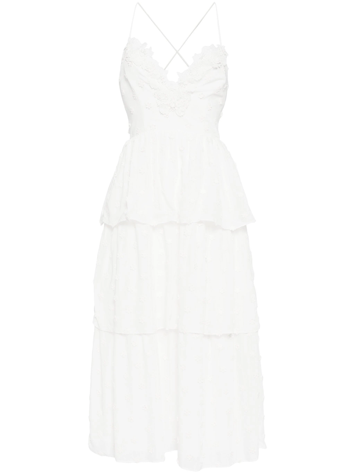 White Cotton Tie Back Midi Dress