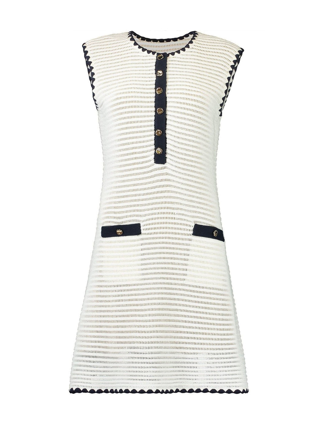 Cream Crochet Contrast Trim Mini Dress