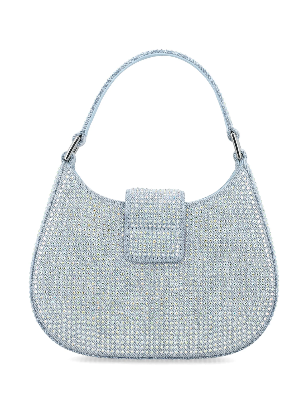 Blue Rhinestone Denim Cresent Bag