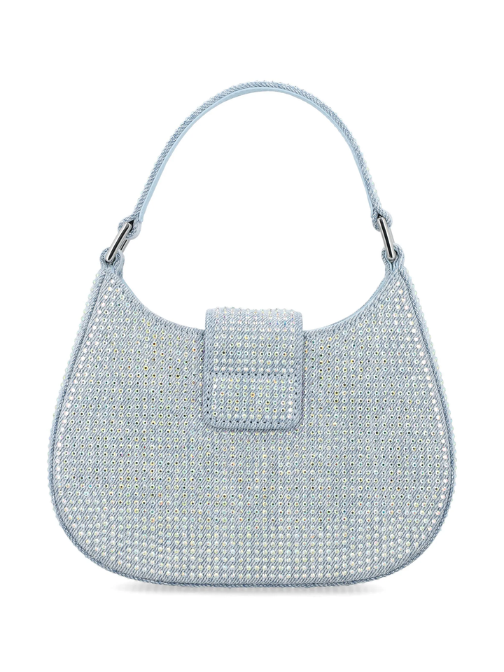 Blue Rhinestone Denim Cresent Bag