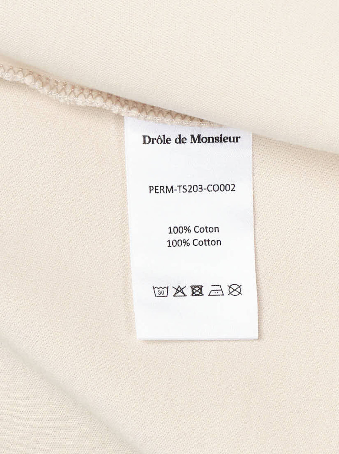 Drôle de Monsieur Not From Paris Madame slogan tee in cream with bold black chest text print, boxy fit, crew neck - view 4