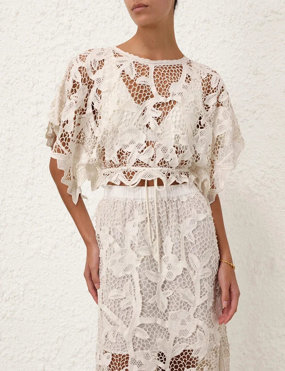 Golden Crochet Lace Top