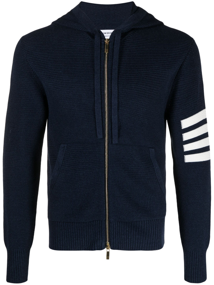 Linen Cotton 4-Bar Relaxed Fit Zip Up Hoodie Men