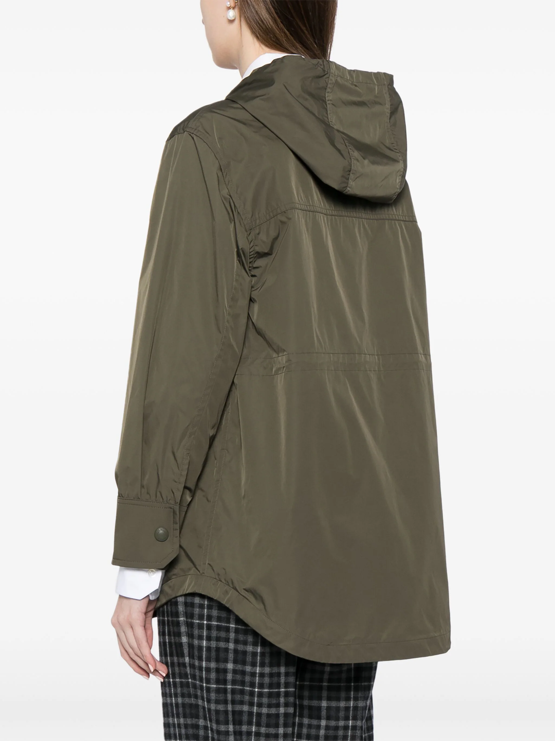 Hooded Shirt Hem Parka In Nylon