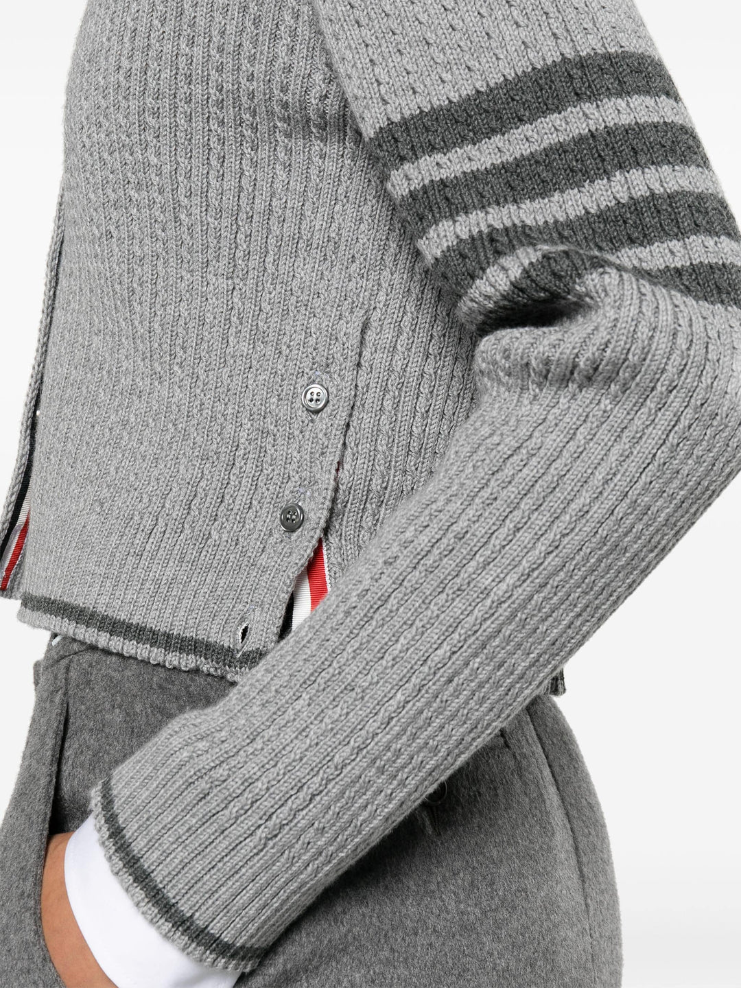 Merino Wool 4-Bar Cropped Cardigan