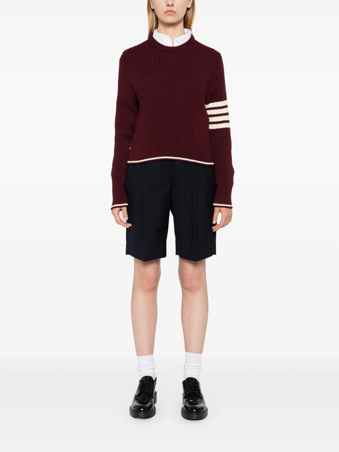 Baby Cable Cropped Crew Neck Top Women