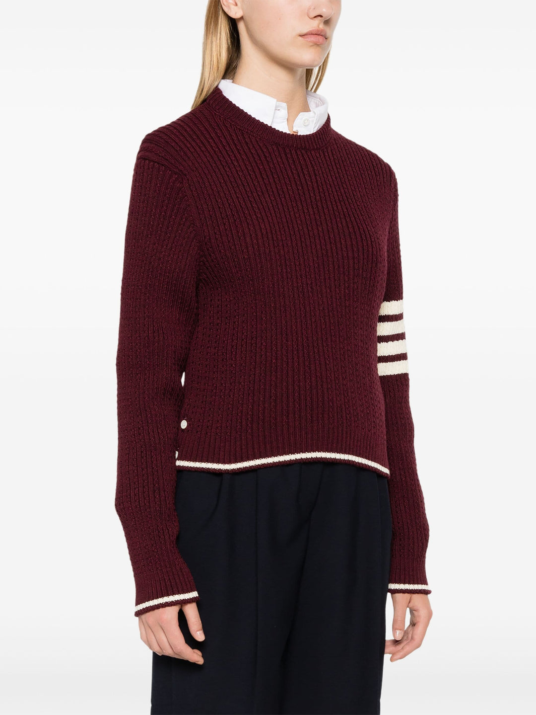 Baby Cable Cropped Crew Neck Top Women