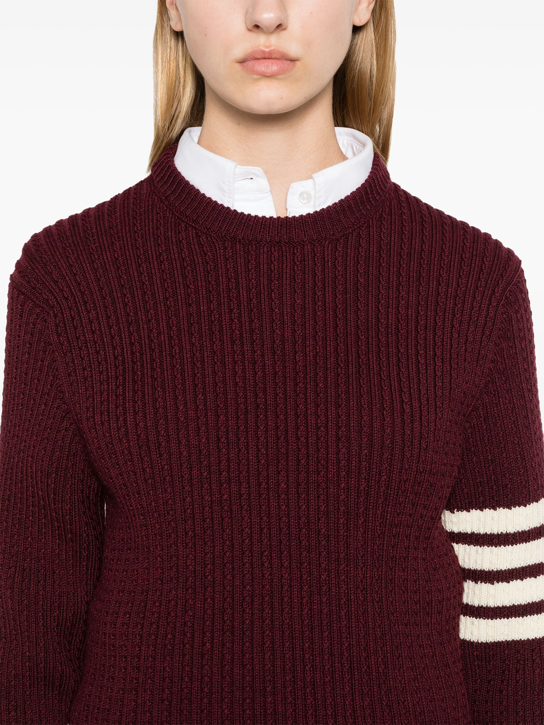 Baby Cable Cropped Crew Neck Top Women