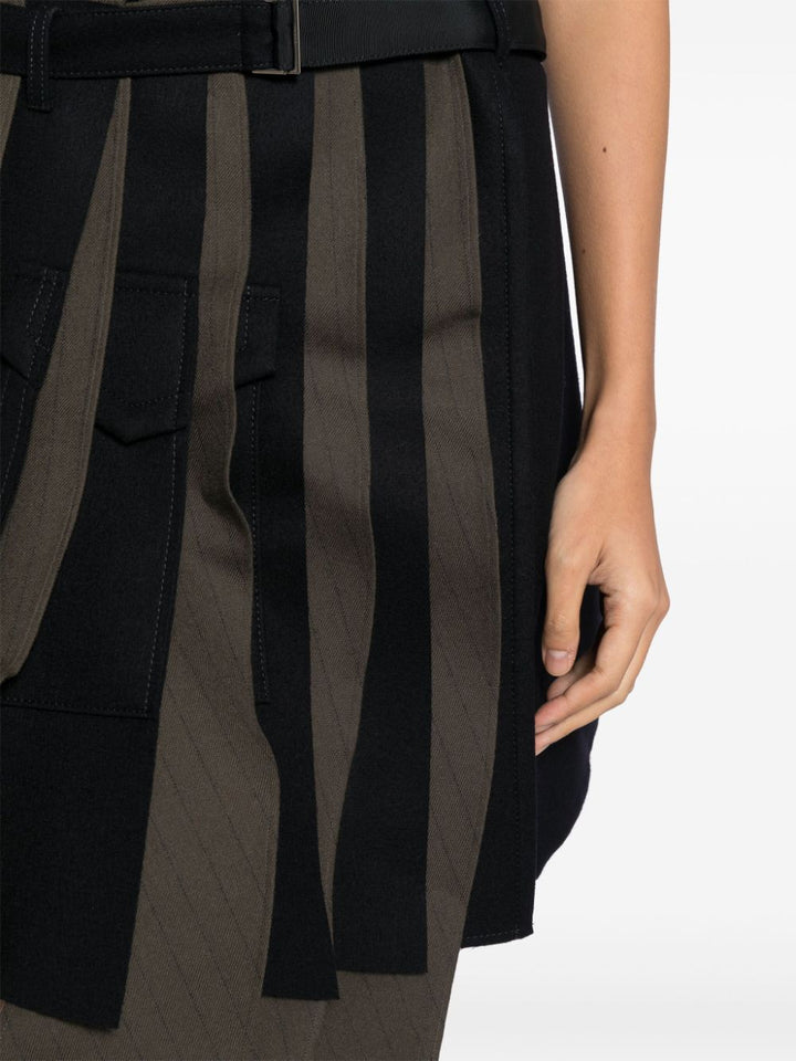 Chalk Stripe X Wool Melton Skirt