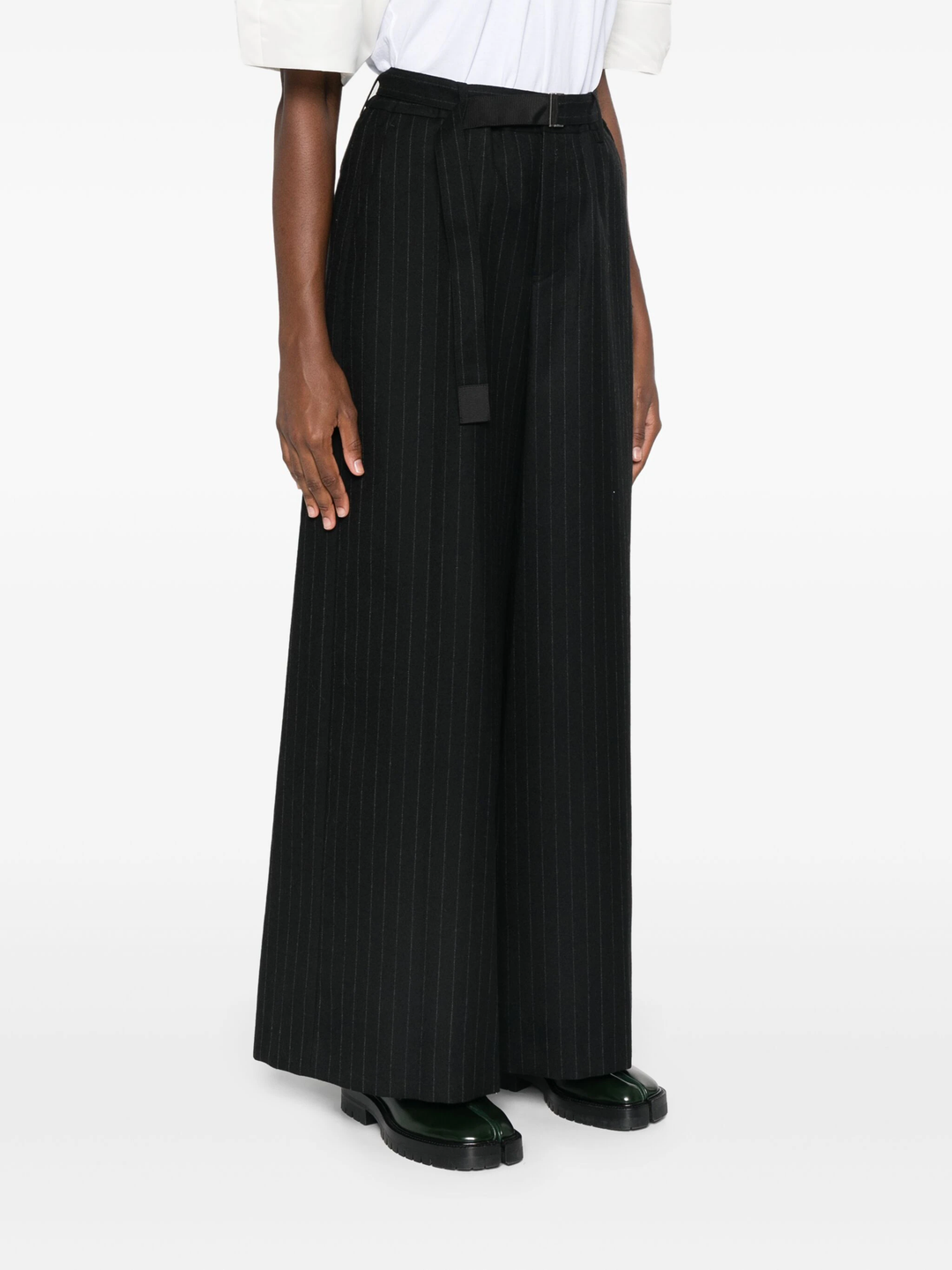 Chalk Stripe Pants Elastic Waist