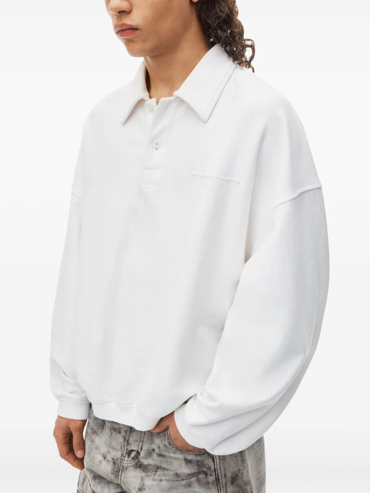 Puffed Logo Oversized Polo Top In Cotton