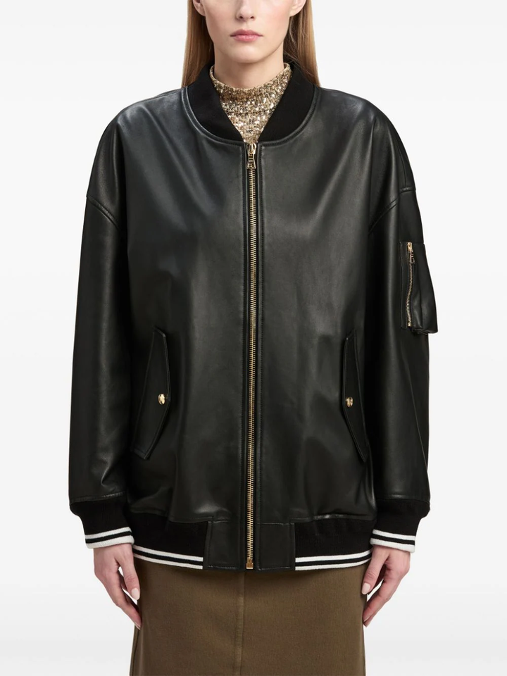 College Leather Bomber