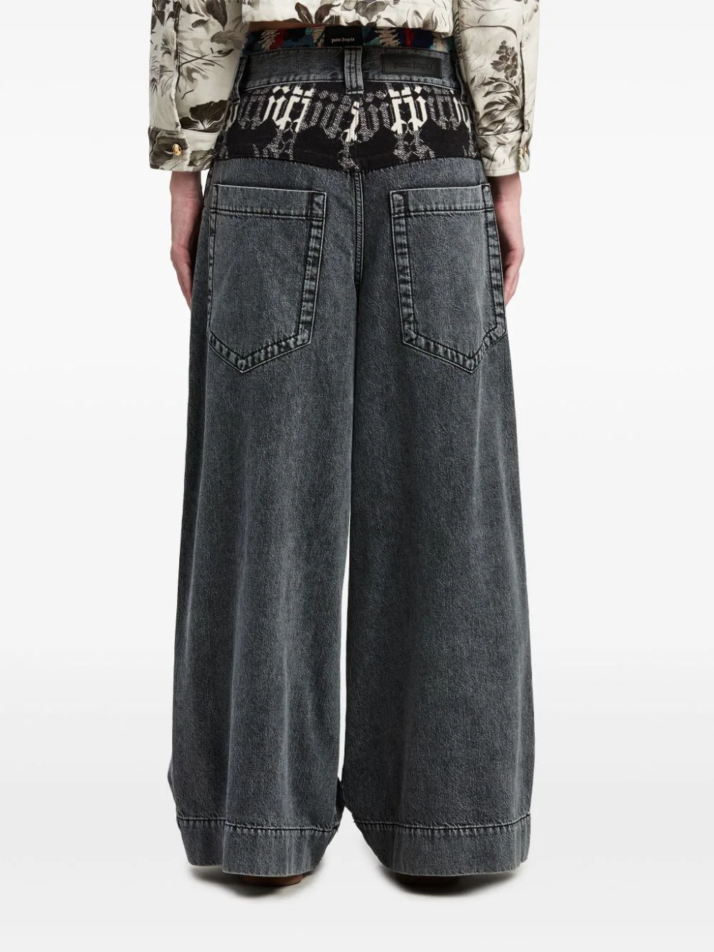 Check Monogram Wide Denim Pants