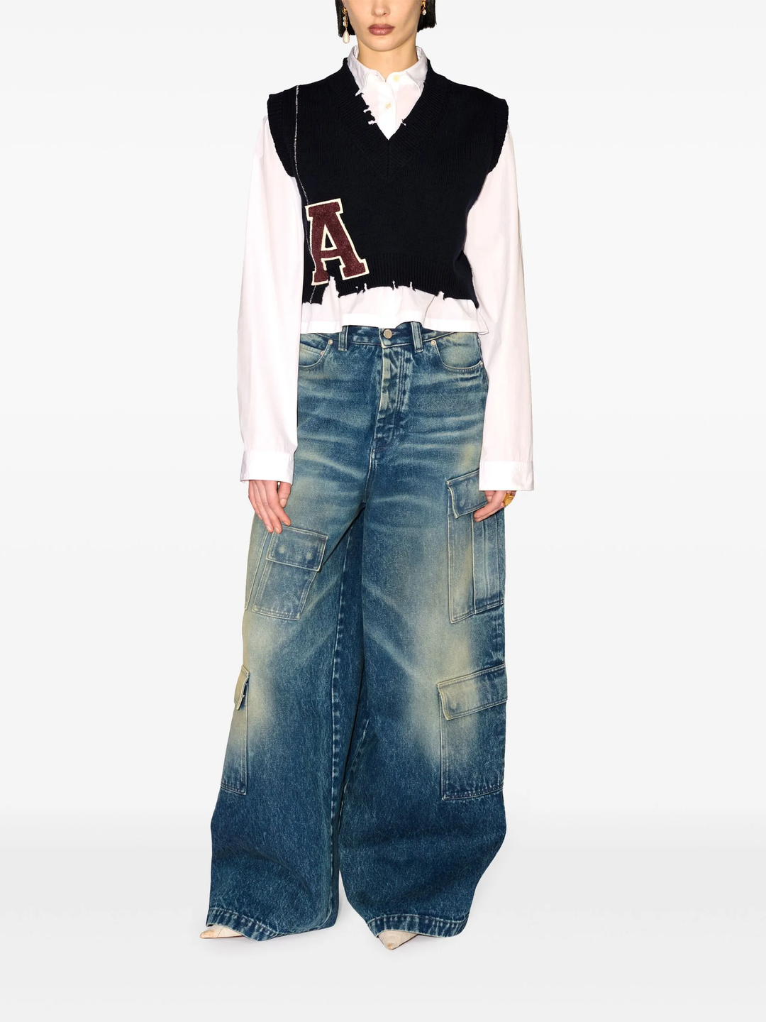 Destroyed Rib V-Neck Vest