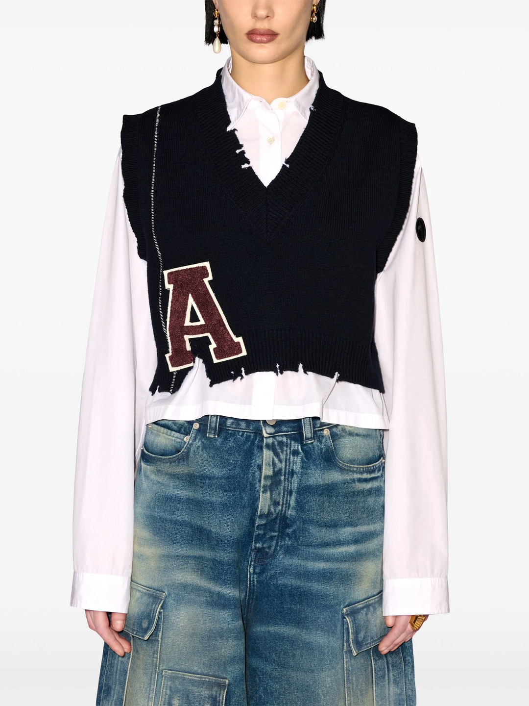 Destroyed Rib V-Neck Vest