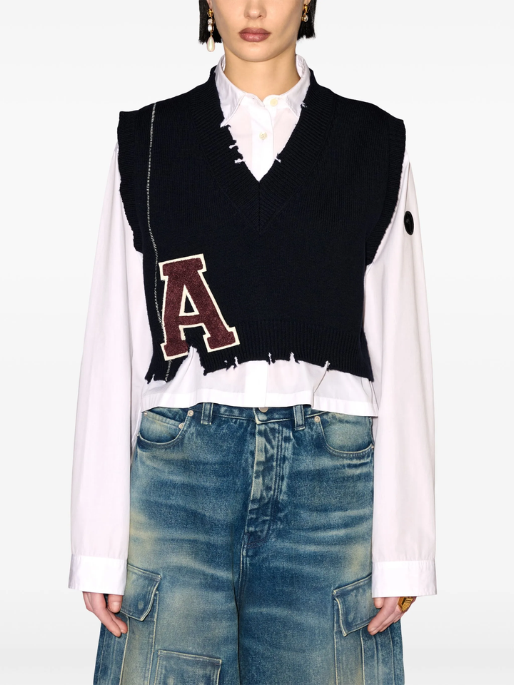 Destroyed Rib V-Neck Vest