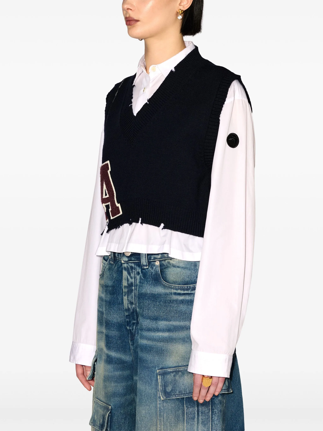 Destroyed Rib V-Neck Vest