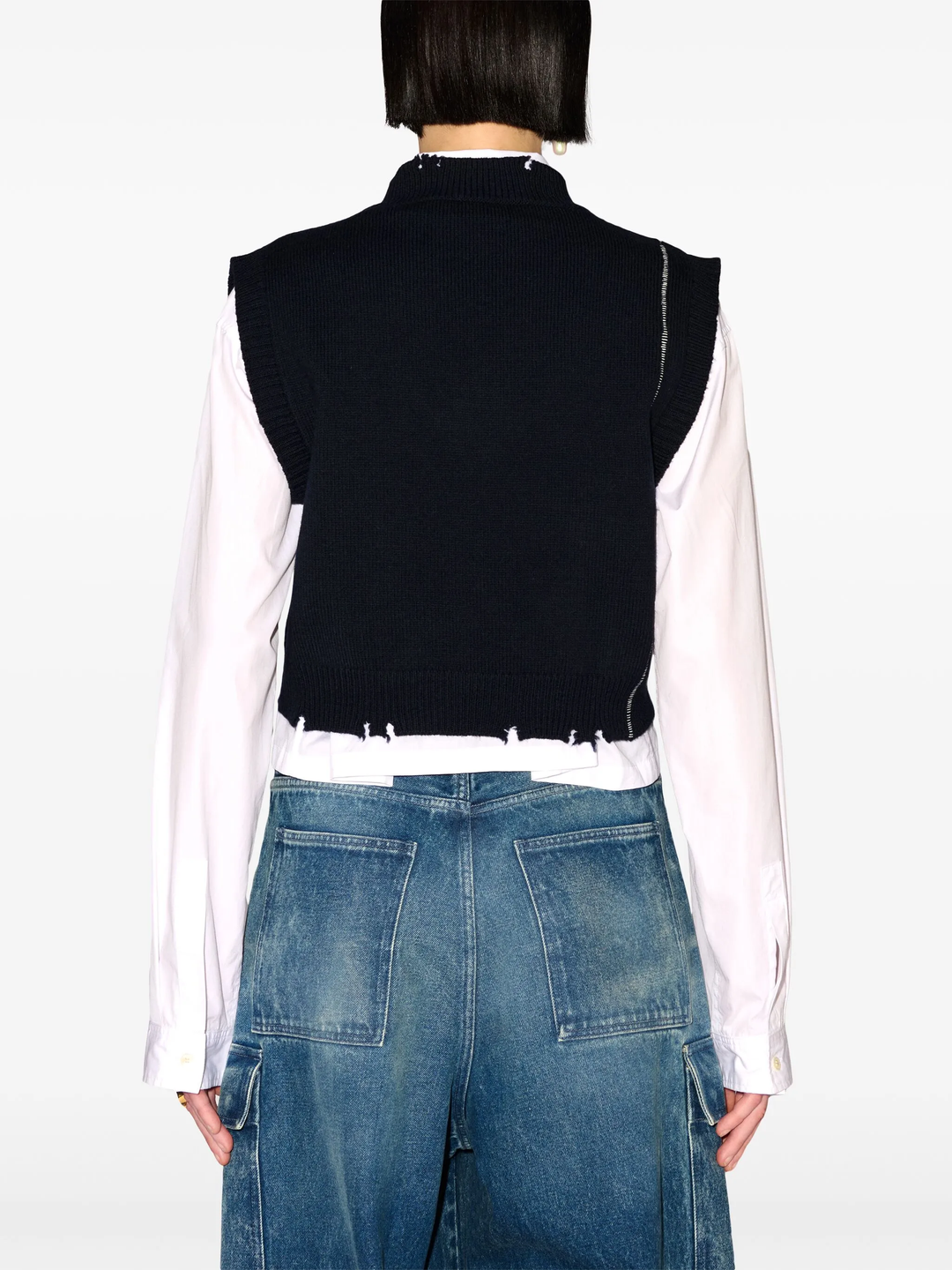 Destroyed Rib V-Neck Vest
