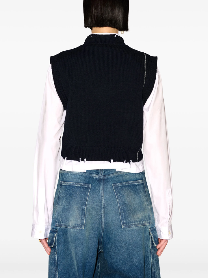Destroyed Rib V-Neck Vest