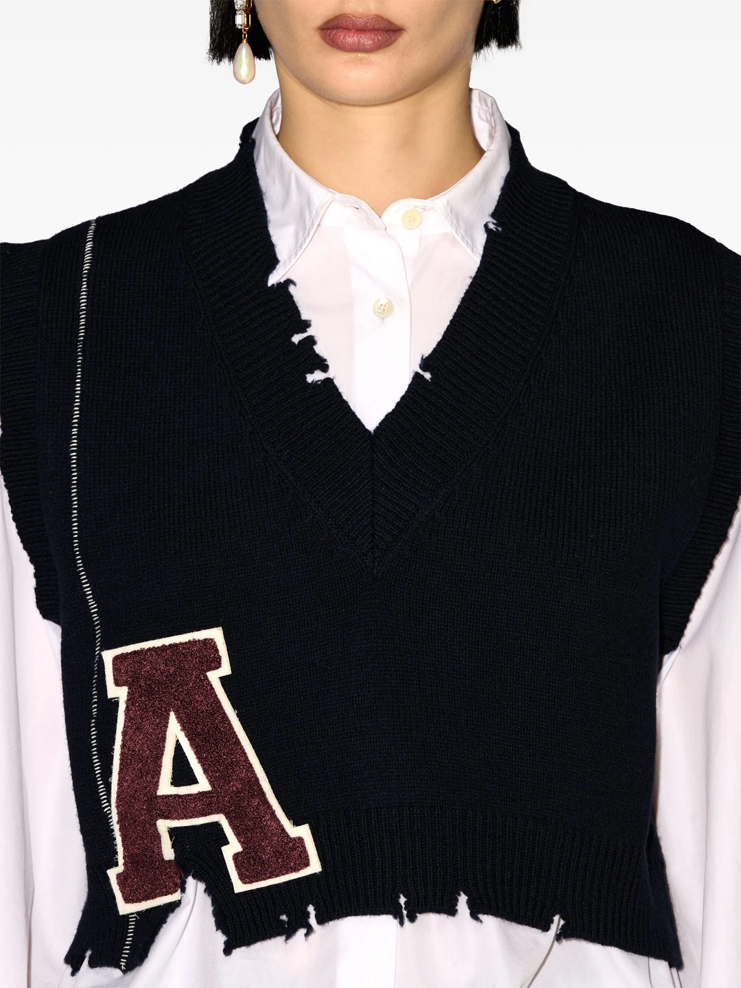 Destroyed Rib V-Neck Vest