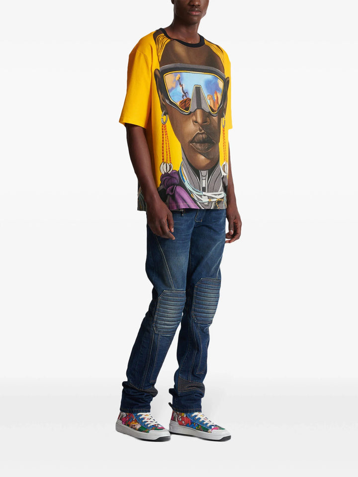 Disney X Balmain: The Lion King Relaxed T-Shirt With Nika Mtwana Print