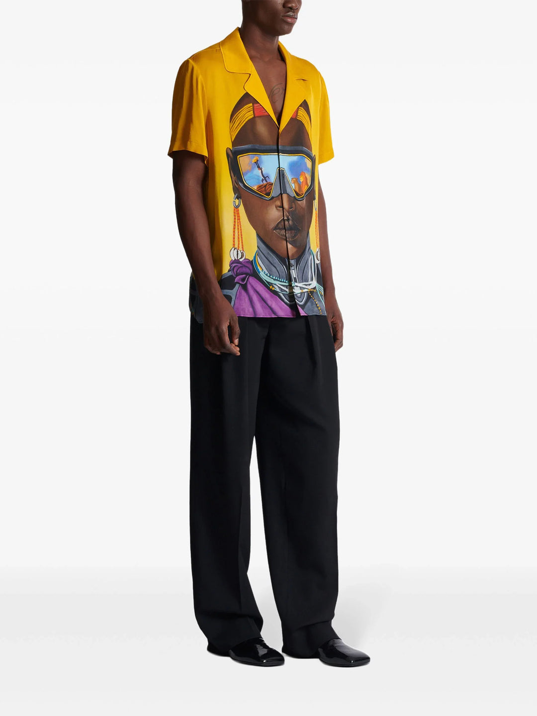 Disney X Balmain: The Lion King Satin Pyjama Shirt With Nika Mtwana Print