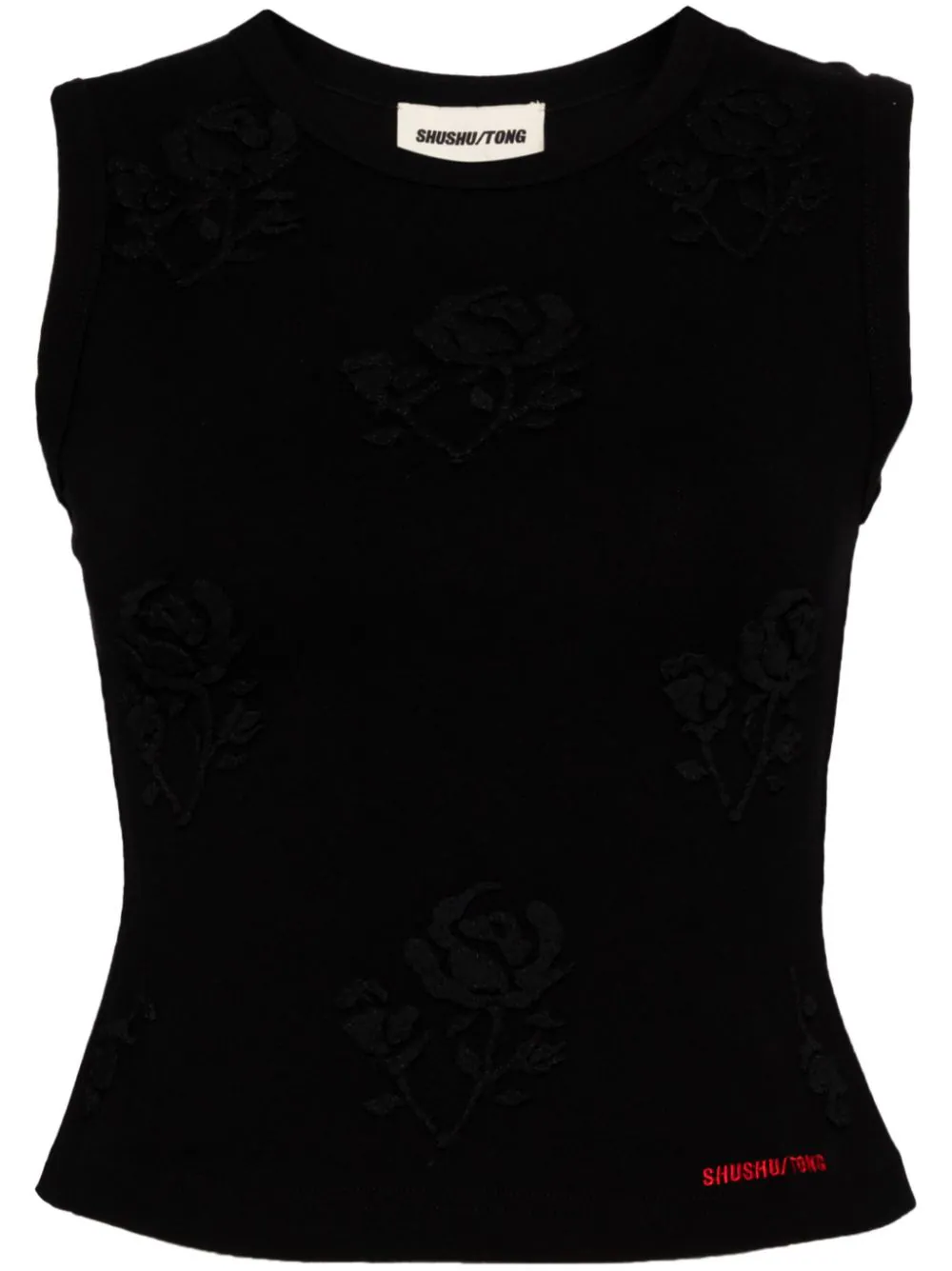 Stereo Rose Embellished Tank Top