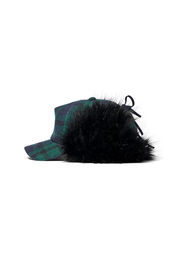 Tartan Faux Fur Earflap Cap