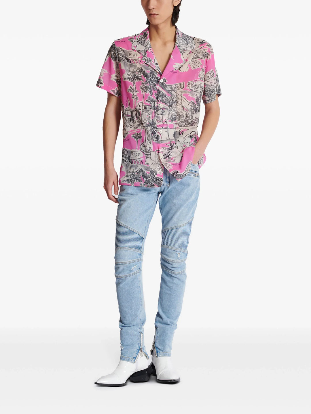 Miami Print Silk Pyjama Shirt