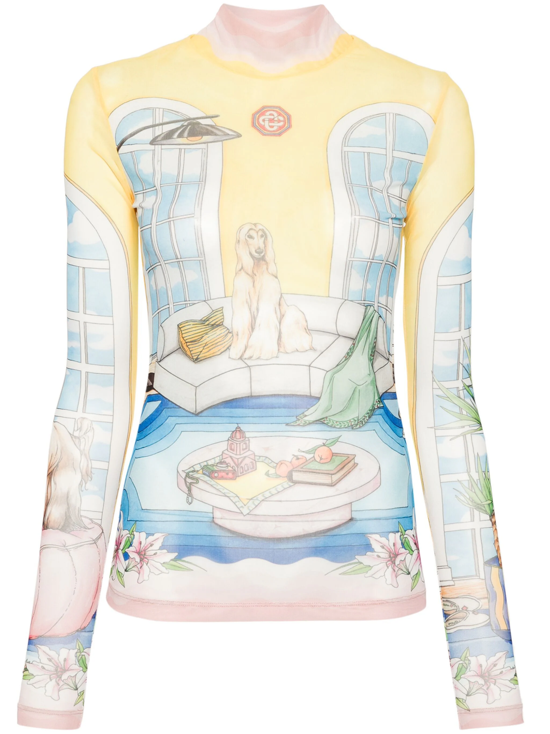 Womens Printed Mesh Top