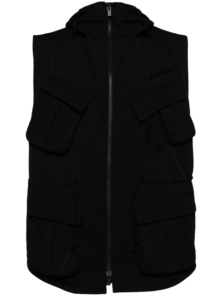 Wool Gabardine Hooded Vest