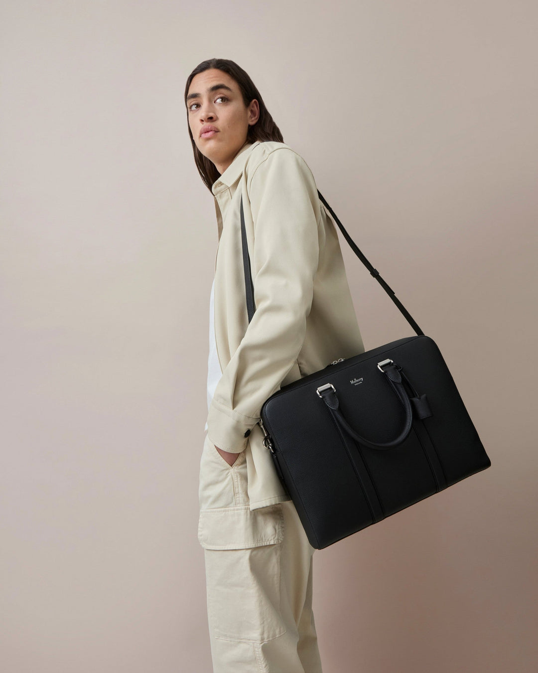 Camberwell Briefcase Black Cross-Boarded Grain