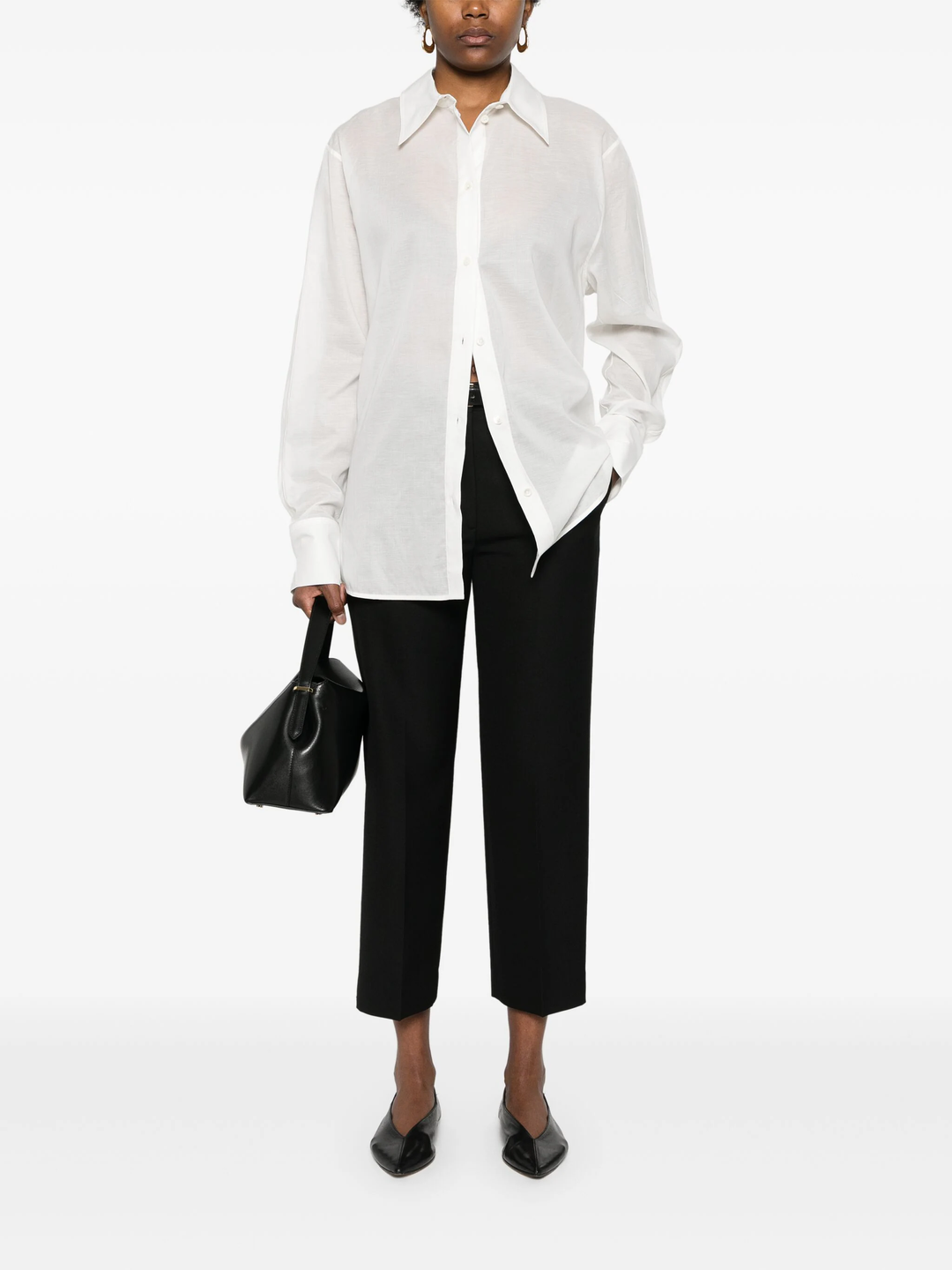 Kimono-Sleeve Poplin Shirt